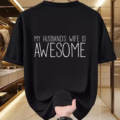Best Wife Shirt, Wife and Husband Unisex T-Shirt/Hoodie/Sweatshirt HLT00 - My Husband's Wife Is Awesome Long Sleeve T-Shirt