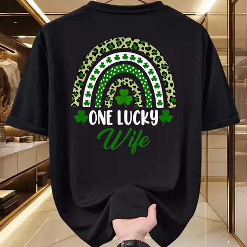 Best Wife Shirt, Wife and Husband Unisex T-Shirt/Hoodie/Sweatshirt HLT00 - Gift for wife T shirt, lucky wife   One Lucky Wife Rainbow St Patricks Day Lucky Wife T-Shirt