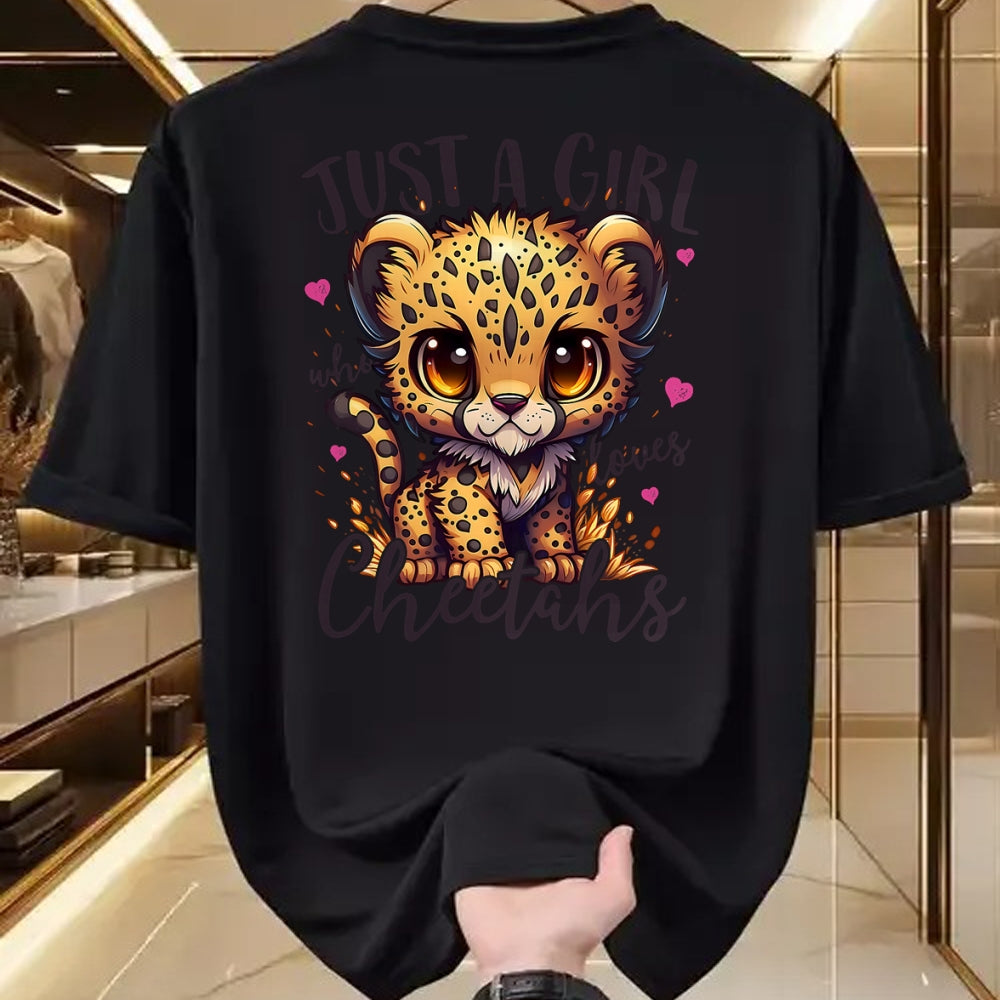 Cat Love Shirt, Funny Cat Lover Gift UnisexT-Shirt/Hoodie/Sweatshirt HLT00 - Just A Girl Who Loves Cheetahs Women Cheetah Cat Lover T-Shirt