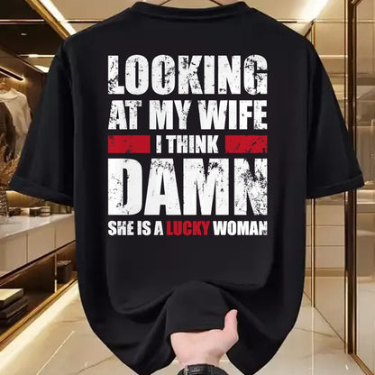 Best Wife Shirt, Wife and Husband Unisex T-Shirt/Hoodie/Sweatshirt HLT00 - Gift for wife T shirt, lucky wife   My Wife - She Is A Lucky Woman - Funny Husband T-Shirt