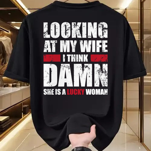Best Wife Shirt, Wife and Husband Unisex T-Shirt/Hoodie/Sweatshirt HLT00 - Gift for wife T shirt, lucky wife   My Wife - She Is A Lucky Woman - Funny Husband T-Shirt