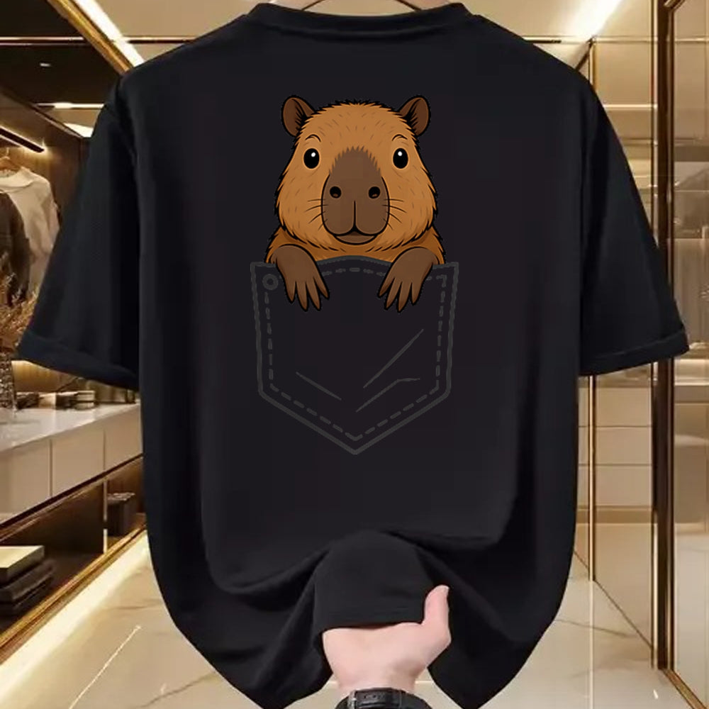 Cute Capybara Shirt, Funny Capybara Unisex T-Shirt/Hoodie/Sweatshirt HLT00 - Funny Capybara Peeking in Pocket Capy Rodent Animal Lover T-Shirt