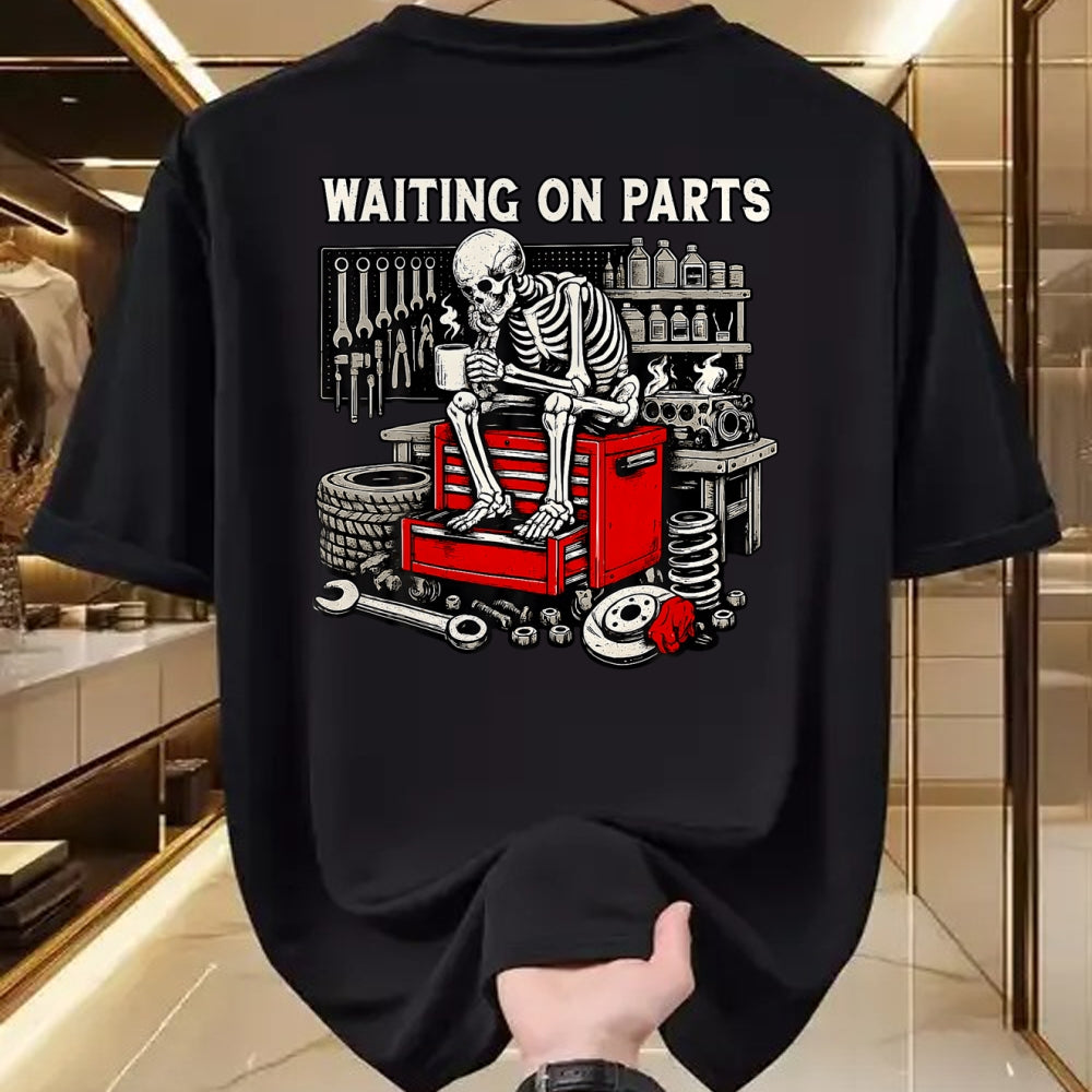 Best Mechanic Life Shirt, Funny Mechanic UnisexT-Shirt/Hoodie/Sweatshirt HLT00 - Funny Waiting On Parts Retro Mechanic Skeleton Auto Repair T-Shirt