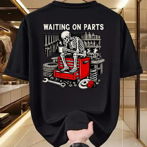 Best Mechanic Life Shirt, Funny Mechanic UnisexT-Shirt/Hoodie/Sweatshirt HLT00 - Funny Waiting On Parts Retro Mechanic Skeleton Auto Repair T-Shirt