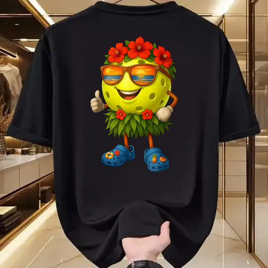 Funny Pickleball Shirt, Pickleball Lover Unisex T-Shirt/Hoodie/Sweatshirt HLT00 - Cute Hawaiian Pickleball Ball Tropical Beach Summer Vacation T-Shirt