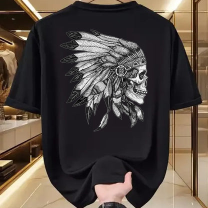 Native American T-Shirts, Vintage Native American Unisex T-Shirt/Hoodie/Sweatshirt HLT00 - American Motorcycle Skull Native Indian Eagle Chief Vintage