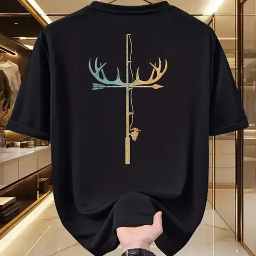 Funny Hunting Shirt, Gift For Hunting Lover Unisex T-Shirt/Hoodie/Sweatshirt HLT00 - Antler Fishing Rod Cross God Family Hunting Fishing T-Shirt