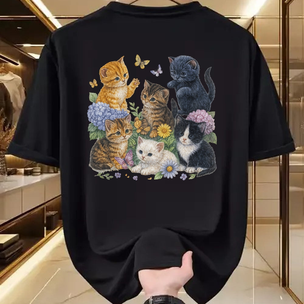 Cat Love Shirt, Funny Cat Lover Gift UnisexT-Shirt/Hoodie/Sweatshirt HLT00 - Cat Flower Floral Cute Kitten Vintage Flowers Art Cat Lover T-Shirt