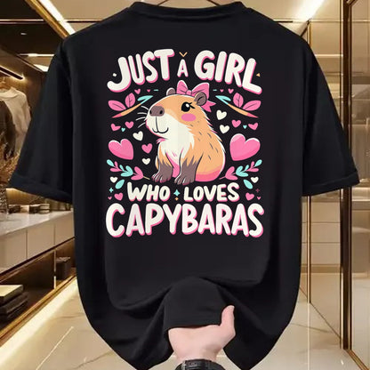 Cute Capybara Shirt, Funny Capybara Unisex T-Shirt/Hoodie/Sweatshirt HLT00 - Just a Girl who Loves Capybaras T-Shirt