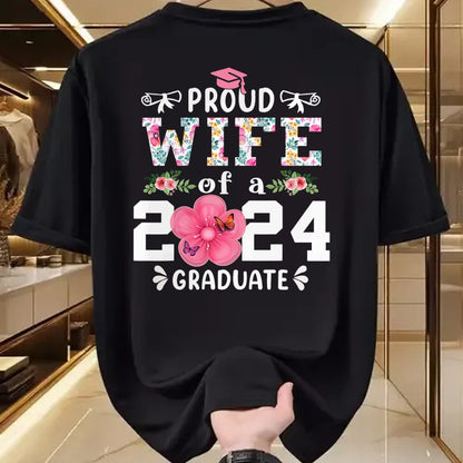 Best Wife Shirt, Wife and Husband Unisex T-Shirt/Hoodie/Sweatshirt HLT00 - Gift for wife T shirt, lucky wife   Proud Wife of a 2024 graduate for family graduation T-Shirt