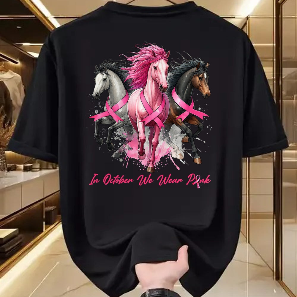Best Horse Lover Shirt , Funny Horse UnisexT-Shirt/Hoodie/Sweatshirt HLT00 - in October We Wear Pink Horse Breast Cancer Awareness Women T-Shirt