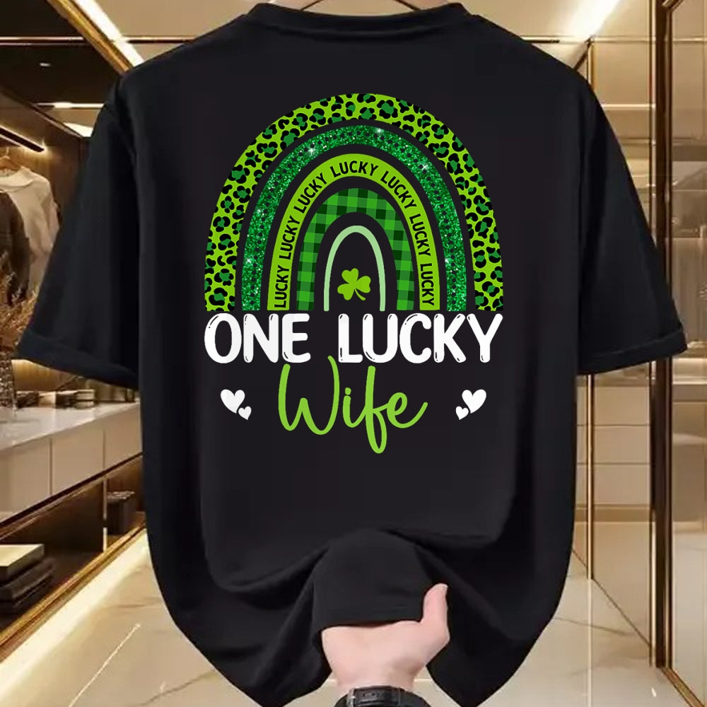 Best Wife Shirt, Wife and Husband Unisex T-Shirt/Hoodie/Sweatshirt HLT00 - Gift for wife T shirt, lucky wife   Womens One Lucky Wife Rainbow Leopard Saint Patrick's Day Tank T