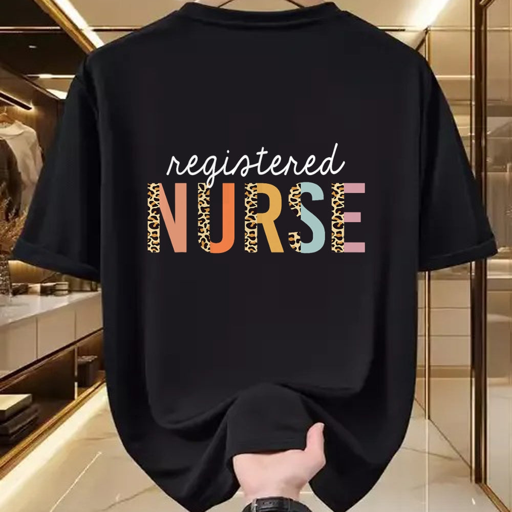 Funny Nurse Shirt, Nurse Unisex T-Shirt/Hoodie/Sweatshirt HLT00 - RN Nurse Leopard Print Registered Nurse Nursing School Women T-Shirt