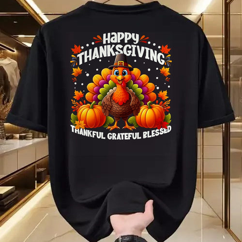 Best Thanksgiving Family Shirt , Funny Thanksgiving UnisexT-Shirt/Hoodie/Sweatshirt HLT00 - Thankful Grateful Blessed Turkey, Happy Thanksgiving T-Shirt, Men, Black, 3X-Large