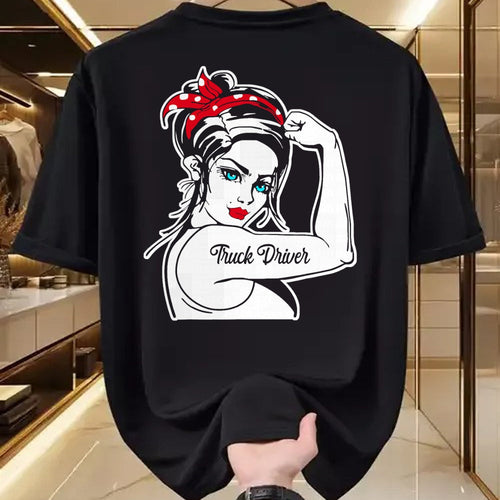 Best Truck Driver Life Shirt, Funny Trucker UnisexT-Shirt/Hoodie/Sweatshirt HLT00 - Female Truck Driver Rosie The Riveter Pin Up Girl Truck T-Shirt
