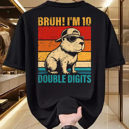 Cute Capybara Shirt, Funny Capybara UnisexT-Shirt/Hoodie/Sweatshirt HLT00 - 10 Years Old Birthday Bruh I_m Double Digits 10th Birthday T-Shirt