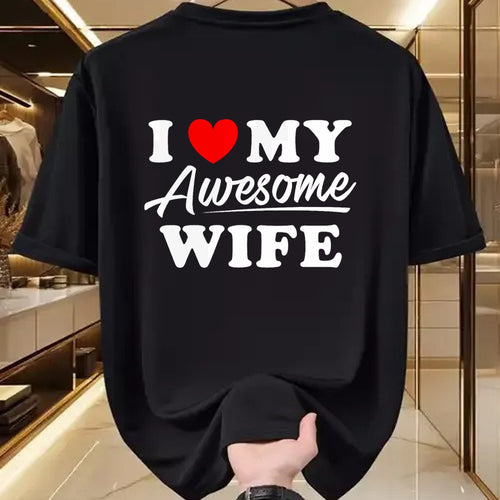 Best Wife Shirt, Wife and Husband Unisex T-Shirt/Hoodie/Sweatshirt HLT00 - I Love My Awesome Wife T Shirt for Men T-Shirt