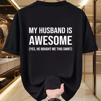 Best Wife Shirt, Wife and Husband Unisex T-Shirt/Hoodie/Sweatshirt HLT00 - Womens My Husband Is Awesome Husband He Bought Me This Funny Wife V-Neck T-Shirt