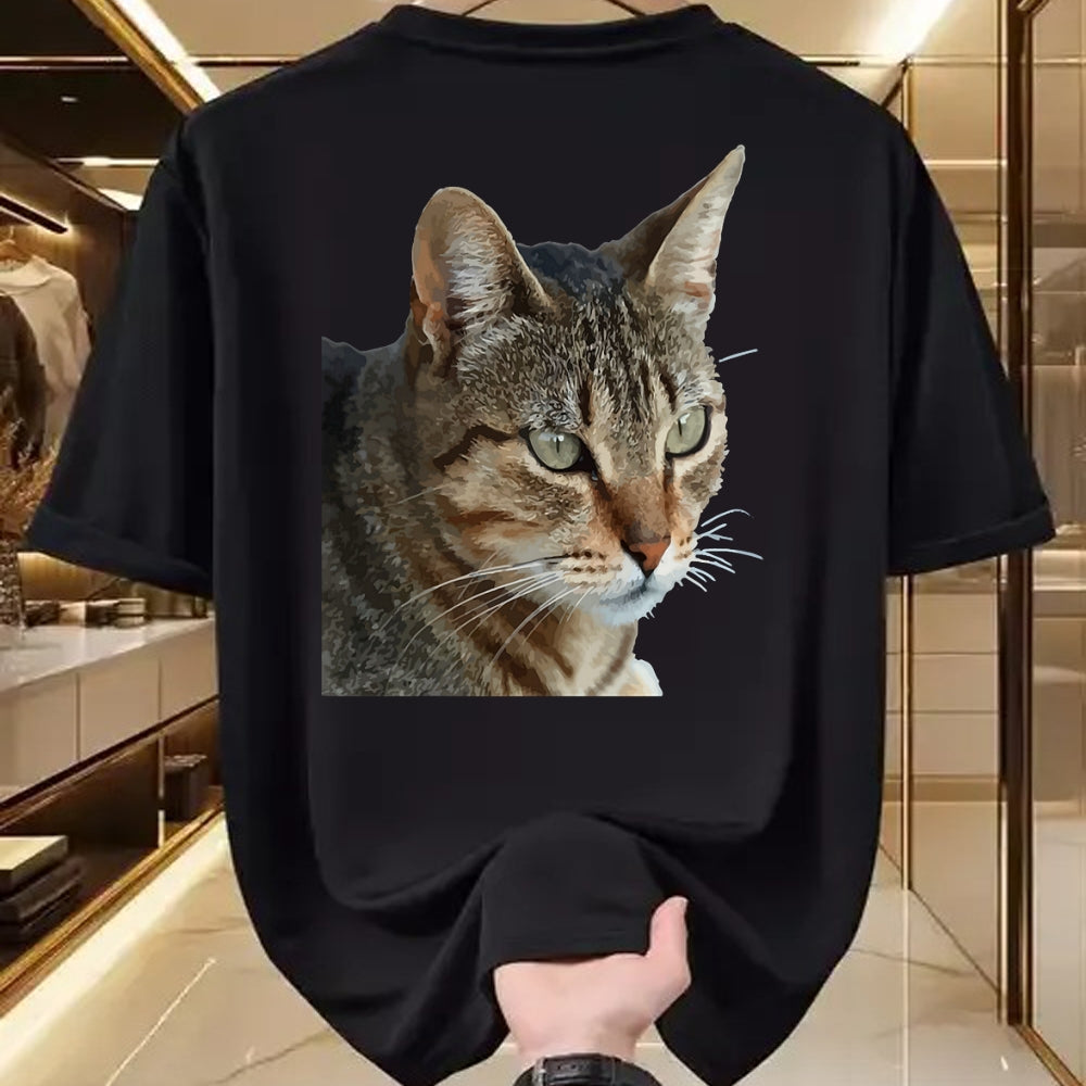 Cat Love Shirt, Funny Cat Lover Gift UnisexT-Shirt/Hoodie/Sweatshirt HLT00 - Stunning Tabby Cat Close Up Portrait Vector T-Shirt (1)