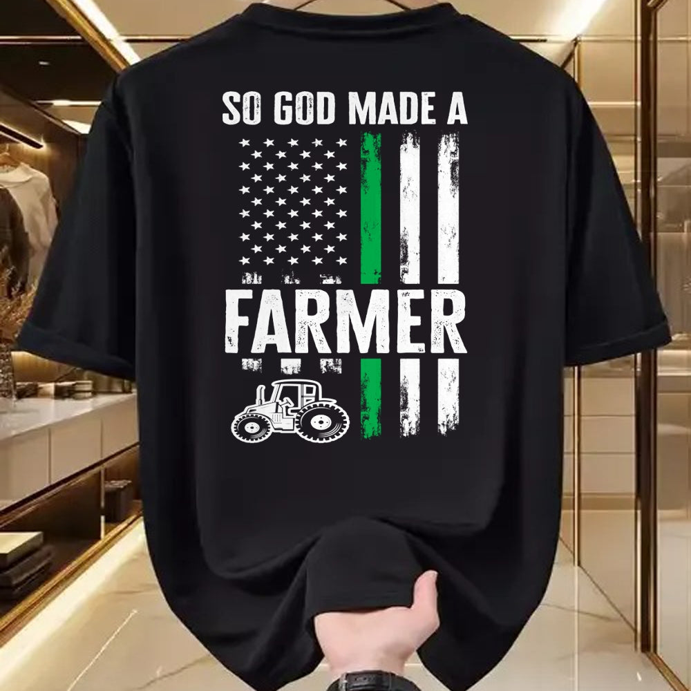 Best Farmer Life Shirt, Funny Farmer UnisexT-Shirt/Hoodie/Sweatshirt HLT00 - Patriotic American Flag Tractor So God Made A Farmer Long Sleeve T-Shirt