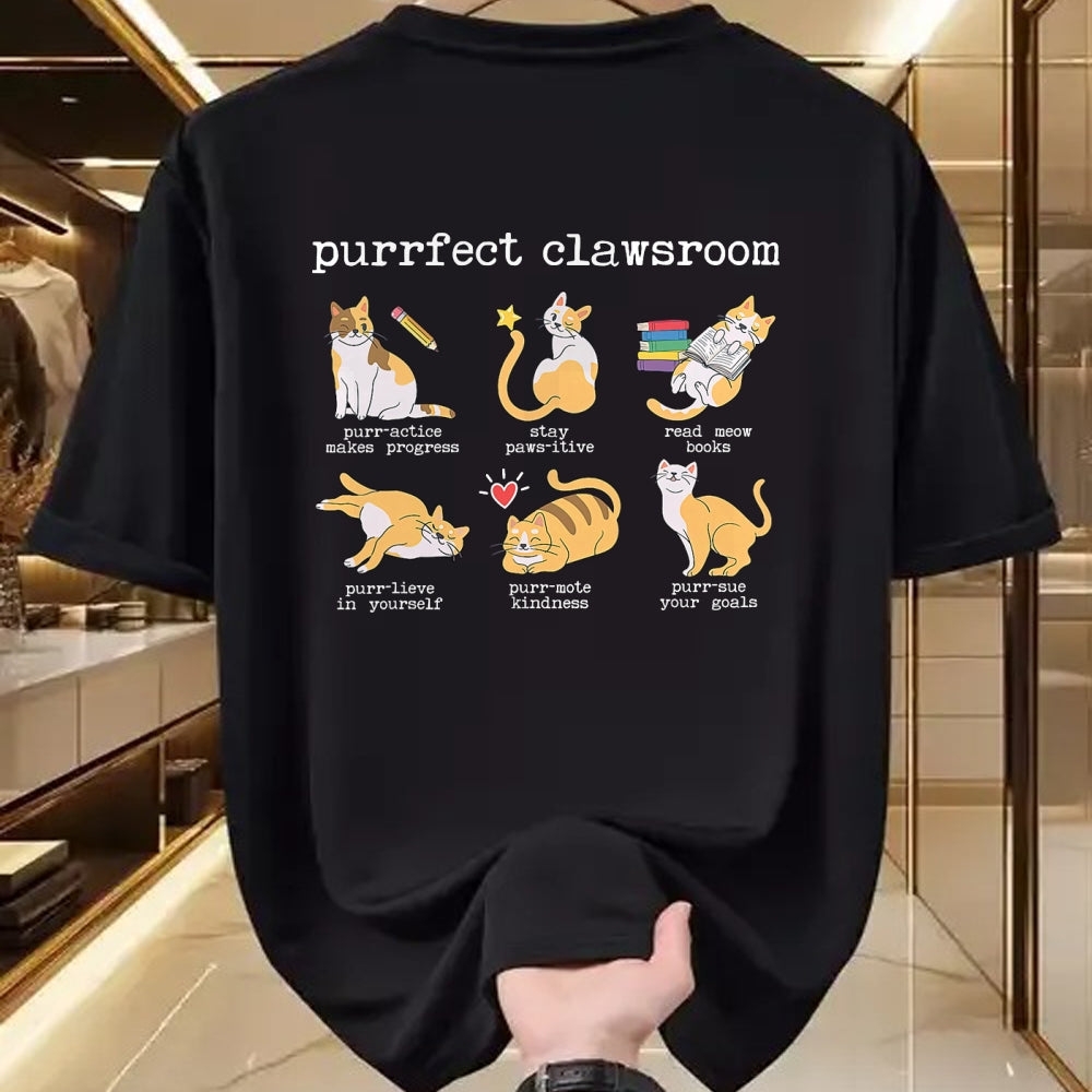 Cat Love Shirt, Funny Cat Lover Gift UnisexT-Shirt/Hoodie/Sweatshirt HLT00 - Purrfect Clawsroom Puns Cat Lover Teacher Classroom Student T-Shirt