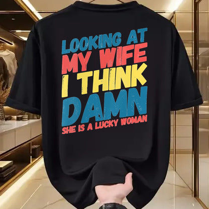 Best Wife Shirt, Wife and Husband Unisex T-Shirt/Hoodie/Sweatshirt HLT00 - Gift for wife T shirt, lucky wife   Womens My Lucky Wife Best Crazy Husband Funny Married Couple V-N