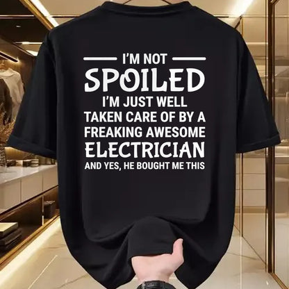 Best Wife Shirt, Wife and Husband Unisex T-Shirt/Hoodie/Sweatshirt HLT00 - Womens I'm Not Spoiled Freaking Awesome Electrician Wife Girlfriend Premium T-Shirt