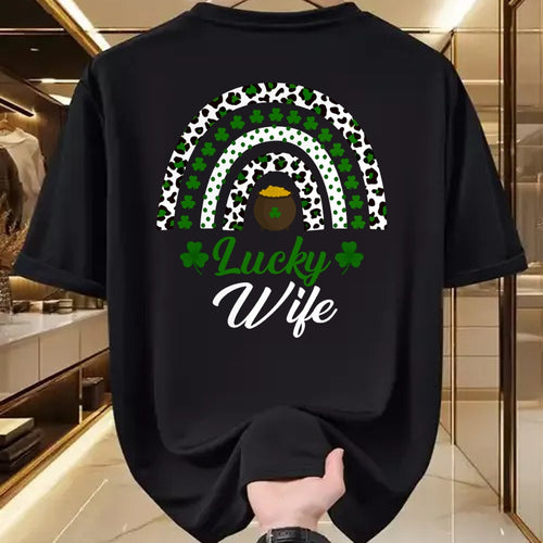 Best Wife Shirt, Wife and Husband Unisex T-Shirt/Hoodie/Sweatshirt HLT00 - Gift for wife T shirt, lucky wife   Lucky Wife Rainbow St Patricks Day Lucky Wife Long Sleeve T-Shir (3)