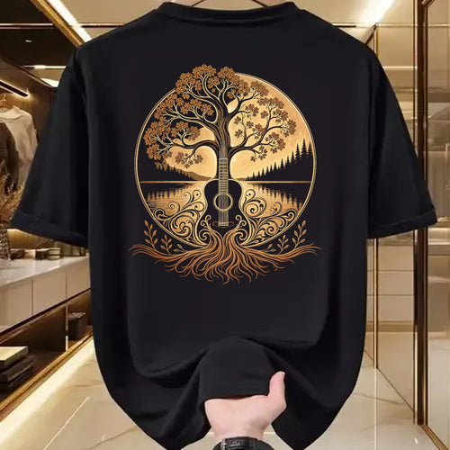 Guitar Lover Shirt, Funny Guitar UnisexT-Shirt/Hoodie/Sweatshirt HLT00 - Acoustic Guitar Tree by the Lake Roots Nature Music T-Shirt