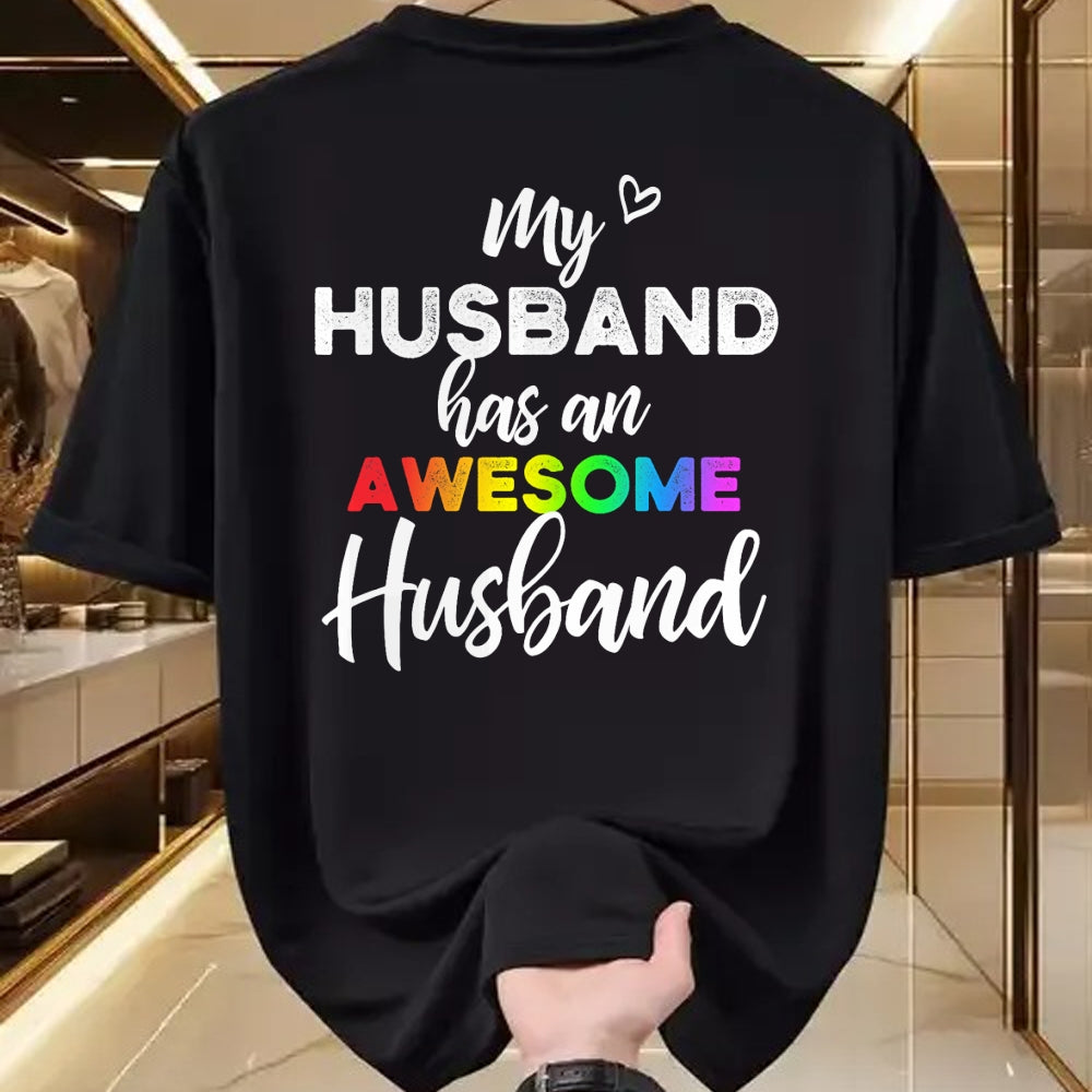 Best Wife Shirt, Wife and Husband Unisex T-Shirt/Hoodie/Sweatshirt HLT00 - My husband has an awesome husband - LGBT Gay Wedding T-Shirt (1)