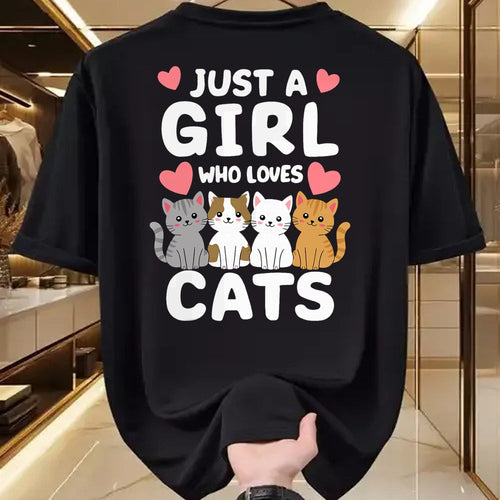 Cat Love Shirt, Funny Cat Lover Gift UnisexT-Shirt/Hoodie/Sweatshirt HLT00 - Cat Just A Girl Who Loves Cats T-Shirt (1)