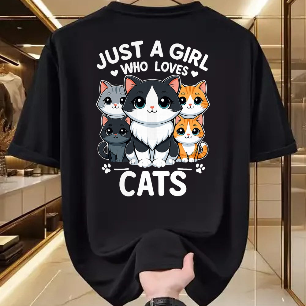 Cat Love Shirt, Funny Cat Lover Gift UnisexT-Shirt/Hoodie/Sweatshirt HLT00 - Just A Girl Who Loves Cats T-Shirt (1)