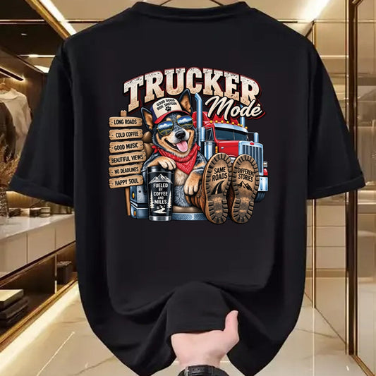 Best Truck Driver Life Shirt, Funny Trucker UnisexT-Shirt/Hoodie/Sweatshirt HLT00 - Funny Trucker Blue Heeler Dog Semi Truck Driver Humor Design Long Sleeve T-Shirt