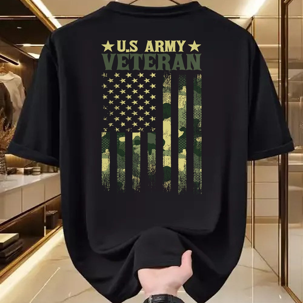 Proud Veteran Shirt, Funny Veteran UnisexT-Shirt/Hoodie/Sweatshirt HLT00 - US Army Veteran Patriotic Military Camouflage American Flag Long Sleeve T-Shirt