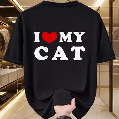 Cat Love Shirt, Funny Cat Lover Gift UnisexT-Shirt/Hoodie/Sweatshirt HLT00 - I Love My Cat, I Heart My Cat T-Shirt, Men, Pink Heather, X-Large