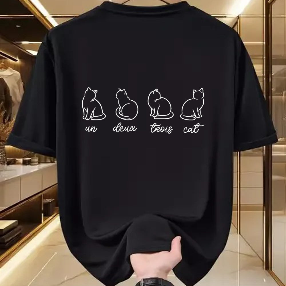 Cat Love Shirt, Funny Cat Lover Gift UnisexT-Shirt/Hoodie/Sweatshirt HLT00 - French Un Deux Trois Cat, Counting, Minimalist, Cat Lover T-Shirt