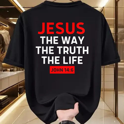 Christian Tee, Christian Faith Unisex T-Shirt/Hoodie/Sweatshirt HLT00 - Jesus The Way Truth Life John 14 6 Christian Bible Verse T-Shirt (1)