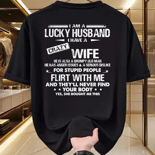 Best Wife Shirt, Wife and Husband Unisex T-Shirt/Hoodie/Sweatshirt HLT00 - Gift for wife T shirt, lucky wife   I am a lucky wife I have a crazy husband Funny gift for wife T-S