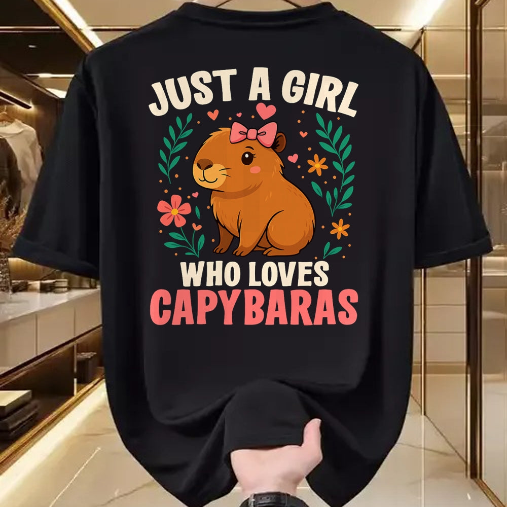 Cute Capybara Shirt, Funny Capybara Unisex T-Shirt/Hoodie/Sweatshirt HLT00 - Just a Girl Who Loves Capybaras Cute Rodent Animal T-Shirt