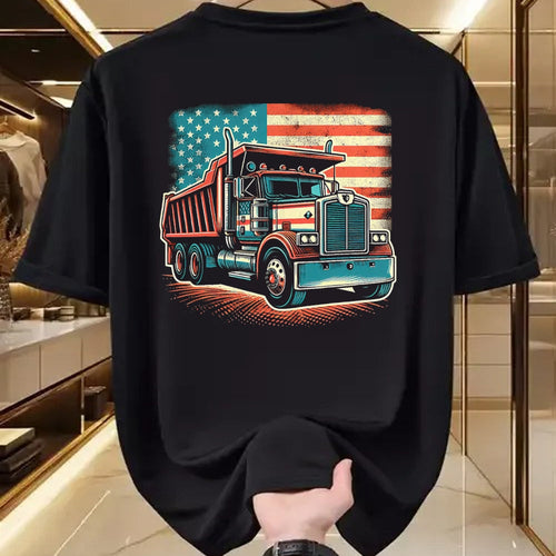 Best Truck Driver Life Shirt, Funny Trucker UnisexT-Shirt/Hoodie/Sweatshirt HLT00 - Dump Truck Driver American Flag Trucker Vintage Men Women T-Shirt