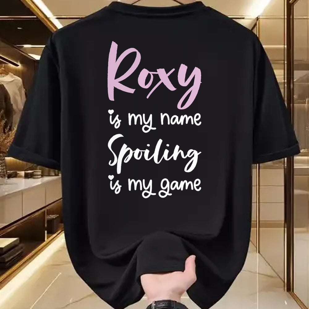 Best Wife Shirt, Wife and Husband Unisex T-Shirt/Hoodie/Sweatshirt HLT00 - Roxy Name Personalized Women Spoiled Girl Cute Pink Black T-Shirt (1)