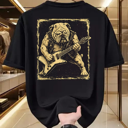 Guitar Lover Shirt, Funny Guitar UnisexT-Shirt/Hoodie/Sweatshirt HLT00 - Funny Bulldog Dog Playing Guitar Rock Punk Vintage T-Shirt
