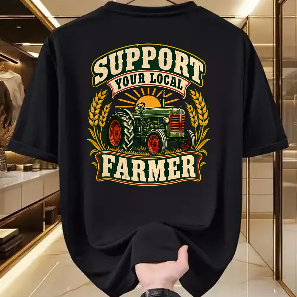 Best Farmer Life Shirt, Funny Farmer UnisexT-Shirt/Hoodie/Sweatshirt HLT00 - Support Your Local Farmer Vintage Tractor Wheat Sunrise Farm T-Shirt