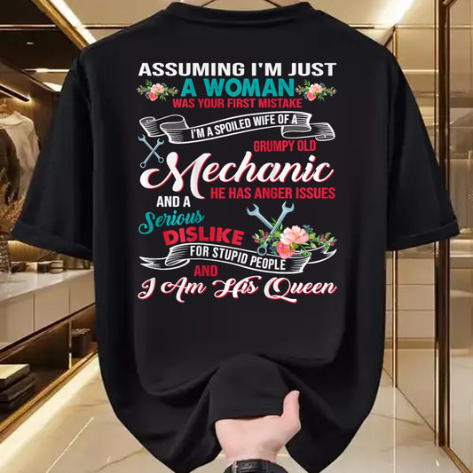 Best Wife Shirt, Wife and Husband Unisex T-Shirt/Hoodie/Sweatshirt HLT00 - Gift for wife T shirt, spoiled wife   I'm A Spoiled Wife Of A Grumpy Old Mechanic T-Shirt
