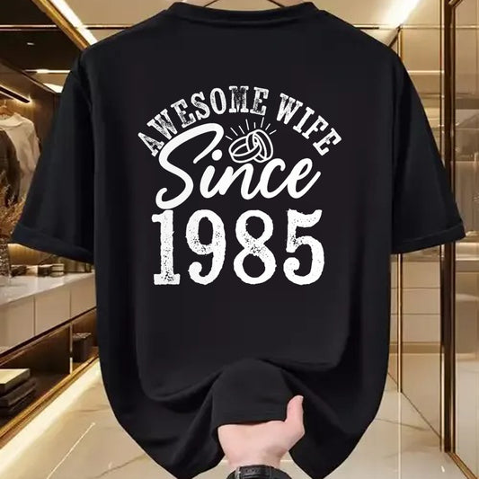 Best Wife Shirt, Wife and Husband Unisex T-Shirt/Hoodie/Sweatshirt HLT00 - Awesome Wife Since 1985 Anniversary From Husband Funny her T-Shirt