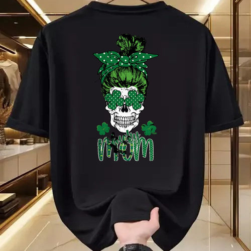Gift for Mom Shirt, Funny Mom Unisex T-Shirt/Hoodie/Sweatshirt HLT00 - Lucky Mom St Patricks Day Irish Sugar Skull Head Gift Womens T-Shirt
