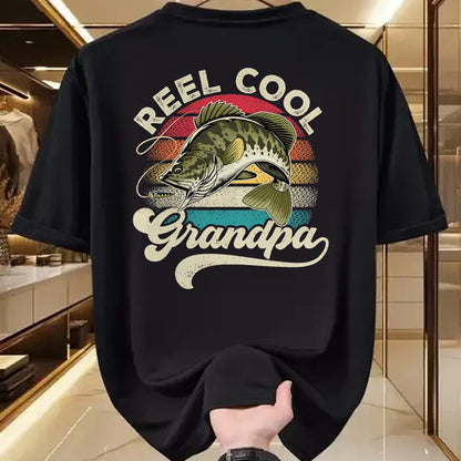Best Grandpa Shirt, Proud Grandpa Unisex T-Shirt/Hoodie/Sweatshirt HLT00 - Reel Cool Grandpa Fishing Vintage Retro Father's Day Men Dad T-Shirt