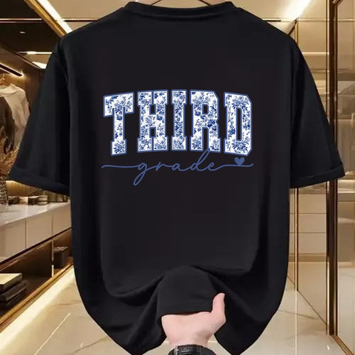 Best Student Shirt, Funny Back To School UnisexT-Shirt/Hoodie/Sweatshirt HLT00 - Third Grade Blue Floral Back to School Teachers Girls Kids T-Shirt