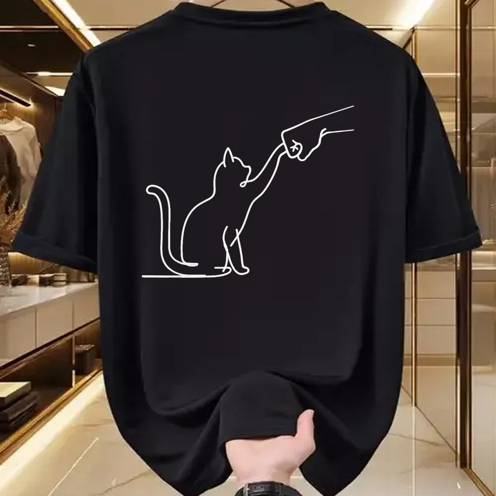 Cat Love Shirt, Funny Cat Lover Gift UnisexT-Shirt/Hoodie/Sweatshirt HLT00 - Cute Pet Tee I Love My Cat Best Friend Fist Bump Paw Cat T-Shirt, Men, Black, 3X-Large