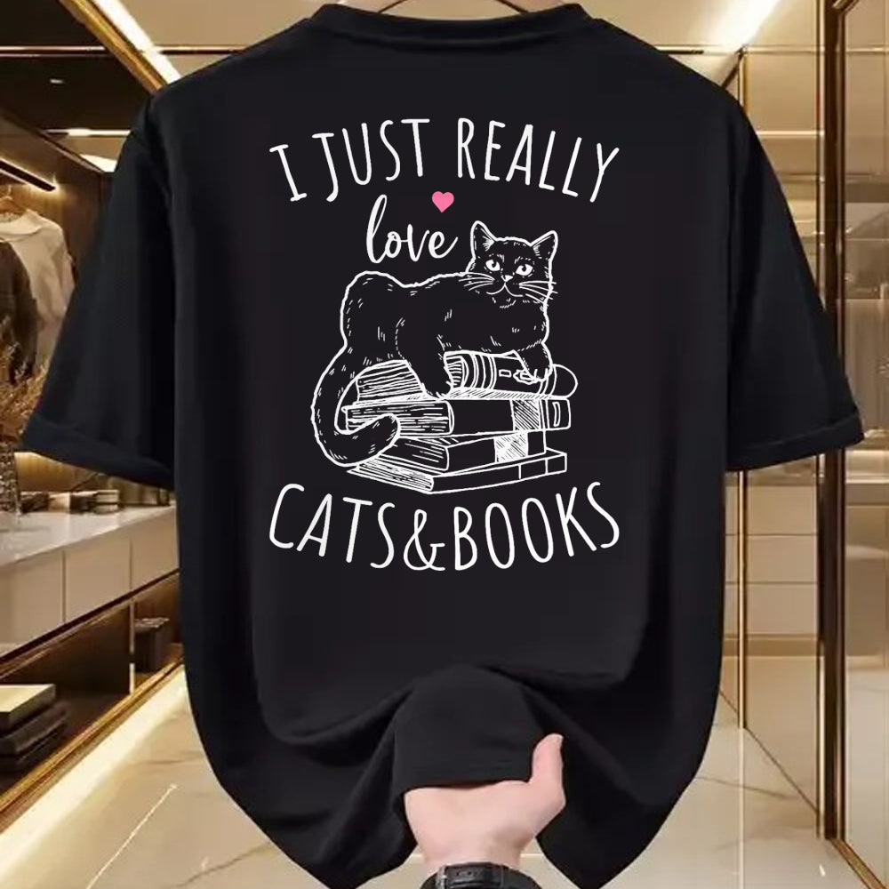 Cat Love Shirt, Funny Cat Lover Gift UnisexT-Shirt/Hoodie/Sweatshirt HLT00 - I Just Really Love Reading Books And Cats Funny Cat And book T-Shirt
